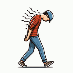 vector image of a person walking tiredly 
