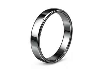 Silver wedding ring symbolizing eternal love and commitment, isolated on a transparent background, perfect for wedding-related designs