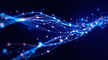 Fototapeta premium Dynamic abstract visualization showing digital data flows and network connections in cyberspace