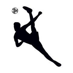 Silhouette of a Sepak Takraw Player Kicking the Ball in Action