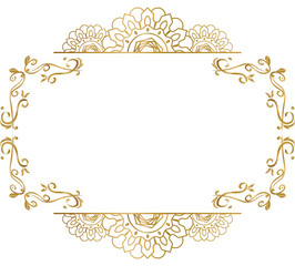 Mandala wedding floral ornament gold frame border isolated