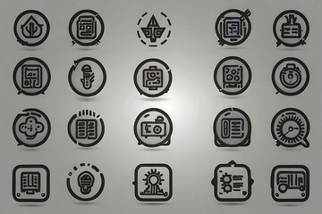 Black and white vector icon set for web business and shopping with tags badges labels sale signs and computer symbols