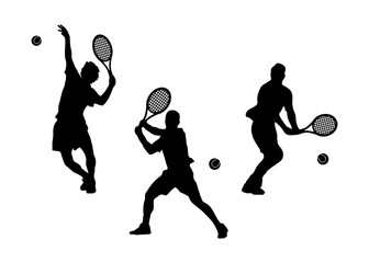 Tennis Players in Action Silhouette Series