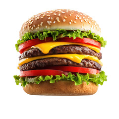 Classic cheeseburger stacked high with fresh ingredients ready for a delicious meal experience
