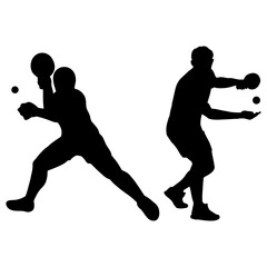 Ping Pong Players in Action Silhouette Recreation