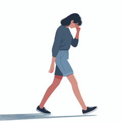 vector image of a person walking tiredly 
