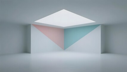 Minimalist Room with Geometric Skylight and Pastel Walls