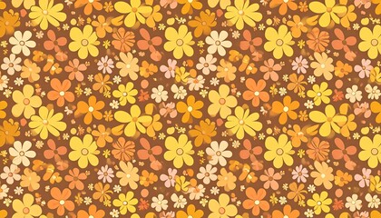 A seamless pattern of small, stylized flowers in warm, muted colors