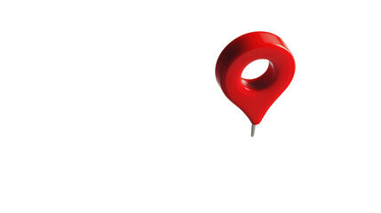 3D red location pin icon on white background, perfect for digital maps or navigation concepts.