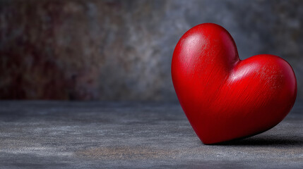 Fototapeta premium Vibrant Red Heart on Dark Background with Gentle Lighting