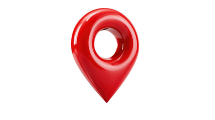 A vibrant red location pin on a white isolated background for use in maps or navigation graphics.