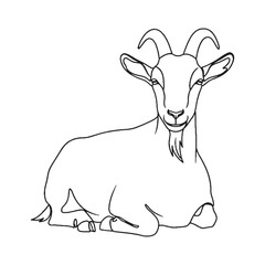 Horned Capra Being Attribute - Goat vector - Goat Line art - Goat Drawing - Vector Lineart of Goat - goat icon - outline of goat

