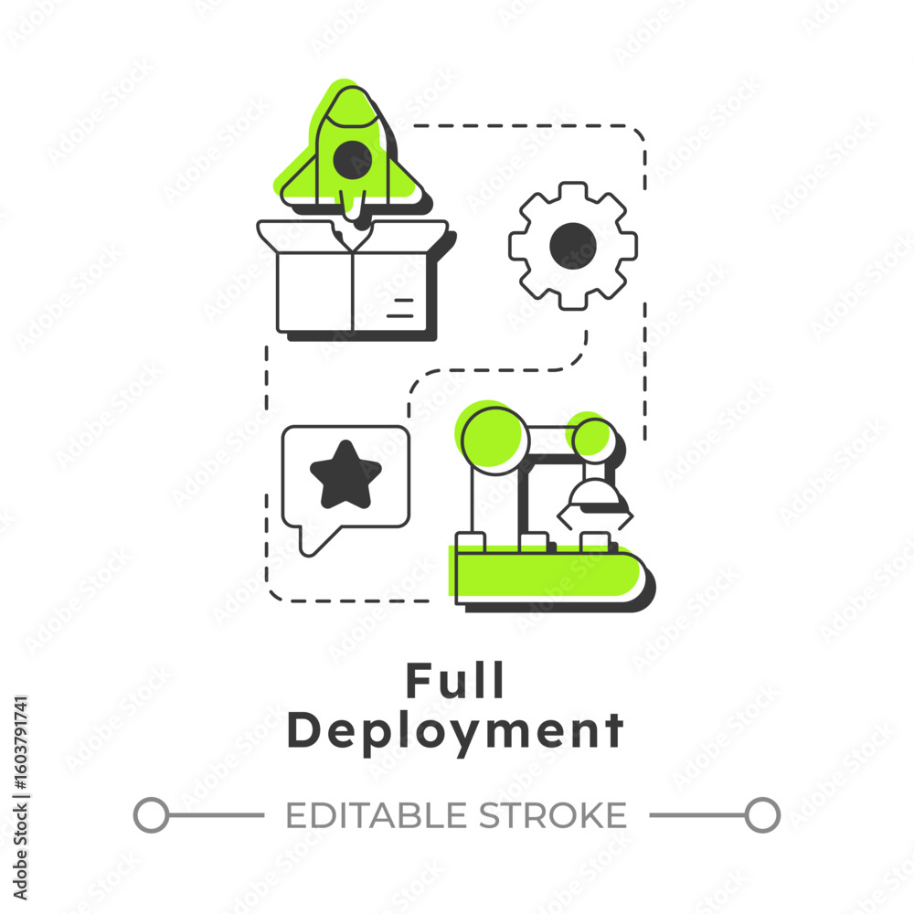 Poster full deployment modern linear concept icon. operational use. technology readiness level. product dev