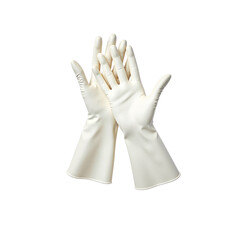 Rubber cleaning gloves placed together on a white background  