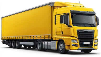 Yellow truck with covered trailer (1)