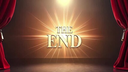 Golden "THE END" animated text with radiant glow—perfect for movie endings, YouTube outros, or final scene sign-offs.