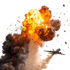 Airplane Explosion: Fiery Crash Scene, Dramatic Visual
