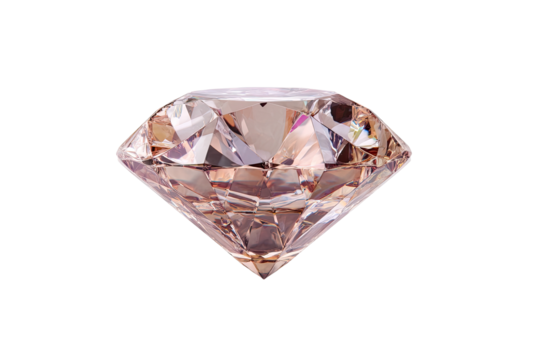 A light brownish-pink diamond, facets reflecting light