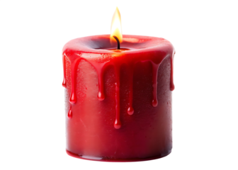 a vibrant red candle burns with a steady flame it isolated on white background PNG, AI GENERATED