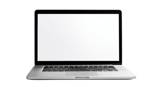 Laptop on white isolated background, perfect for business and tech-related designs.