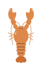Lobster on white background. Vector illustration in flat cartoon style. Marine design.
