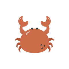 Crab on white background. Vector illustration in flat cartoon style. Marine design.