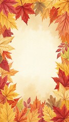 Autumn leaves frame with copy space in the center