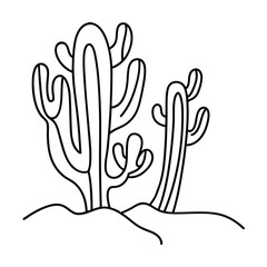 Fototapeta premium Desert cacti plants growing in sand dunes vector