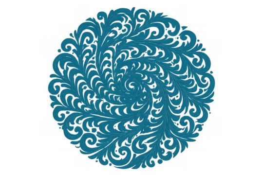 Delicate flower motif creating circular ornamental design, transparent background highlighting intricate symmetrical pattern for sophisticated graphic applications