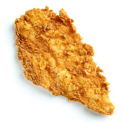 Crispy Breaded Chicken Cutlet Isolated on White Background