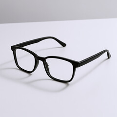 Classic Black Eyeglasses on Minimalist White Background &ndash; Clear Vision Concept