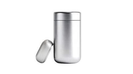 Stylish silver container with a lid, designed for modern living, isolated on a white background.