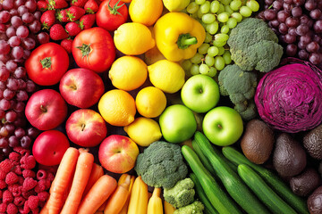 Vegetables and fruits arranged on an antique desk