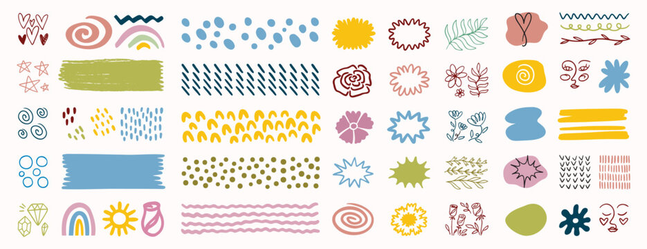 pastel abstract cute color shape aesthetics collection. geometric mephis style elements for girl set. Colorful childish and nature shapes isolated on white background. 