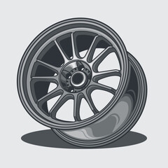 Car wheel illustration for conceptual design. Separated layers, easy to edit or change the colors in your vector supported software.