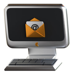 Work Station 3D Icon Black and Gold Style