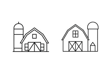 Barns and silos line art farm building