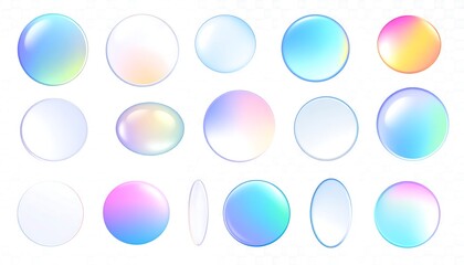 Rainbow Bubbles Soap bubbles on white.