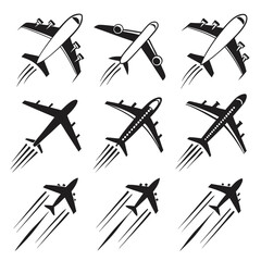 Black airplanes flying speed motion aircraft travel