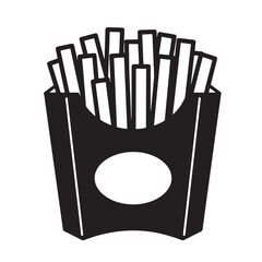 Black and white french fries in a container food fast food