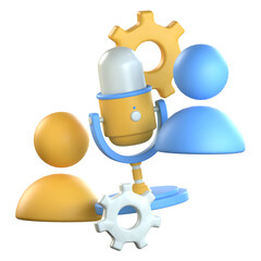 Business Interview 3D Icon Colorful Style