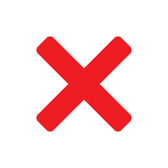 Red cross mark symbol on white background