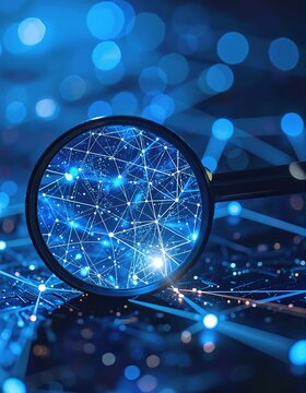 A close-up of a magnifying glass focusing on the words "Cyber Security and Privacy in 2020," highlighting the importance of digital safety in today's world.