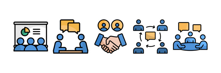 Teamwork  Icon Set, Containing design Teamwork, Dialogue, Collaboration, Team Collaboration, Business Meeting
