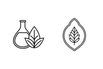 Laboratory flask with leaves and shield emblem beaker