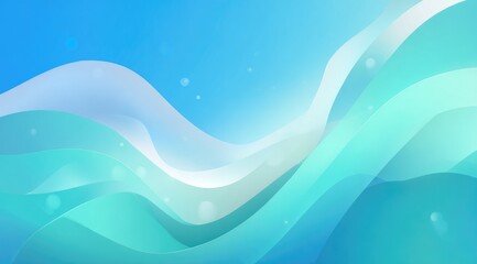 An abstract image depicting flowing, translucent waves in shades of blue and teal against a light blue background.  Subtle highlights and small, translucent circles add depth