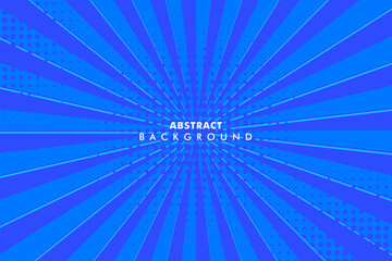 Abstract concept background with blue radial zoom lines. Retro pop art inspired sunburst pattern for dynamic design.