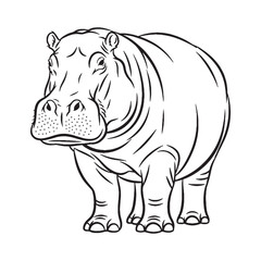 Giant Hippopotamus Being Attribute - Hippopotamus vector - Hippopotamus Line art - Hippopotamus Drawing - Vector Lineart of Hippopotamus - Hippopotamus icon - drawing of hippopotamus

