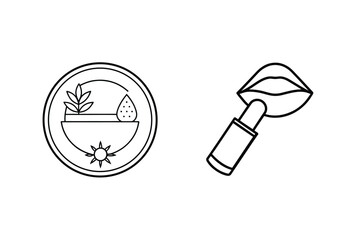 Leaf and water drop emblem with lipstick on lips plant