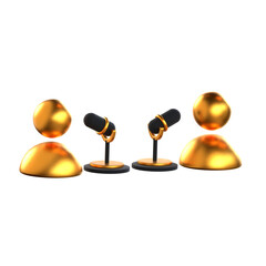 Podcast Mic 3D Icon Black and Gold Design